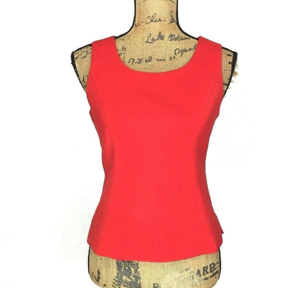 Louise Ricci Top 6 True Red Fitted Suiting Lined Side Zip Casual Career